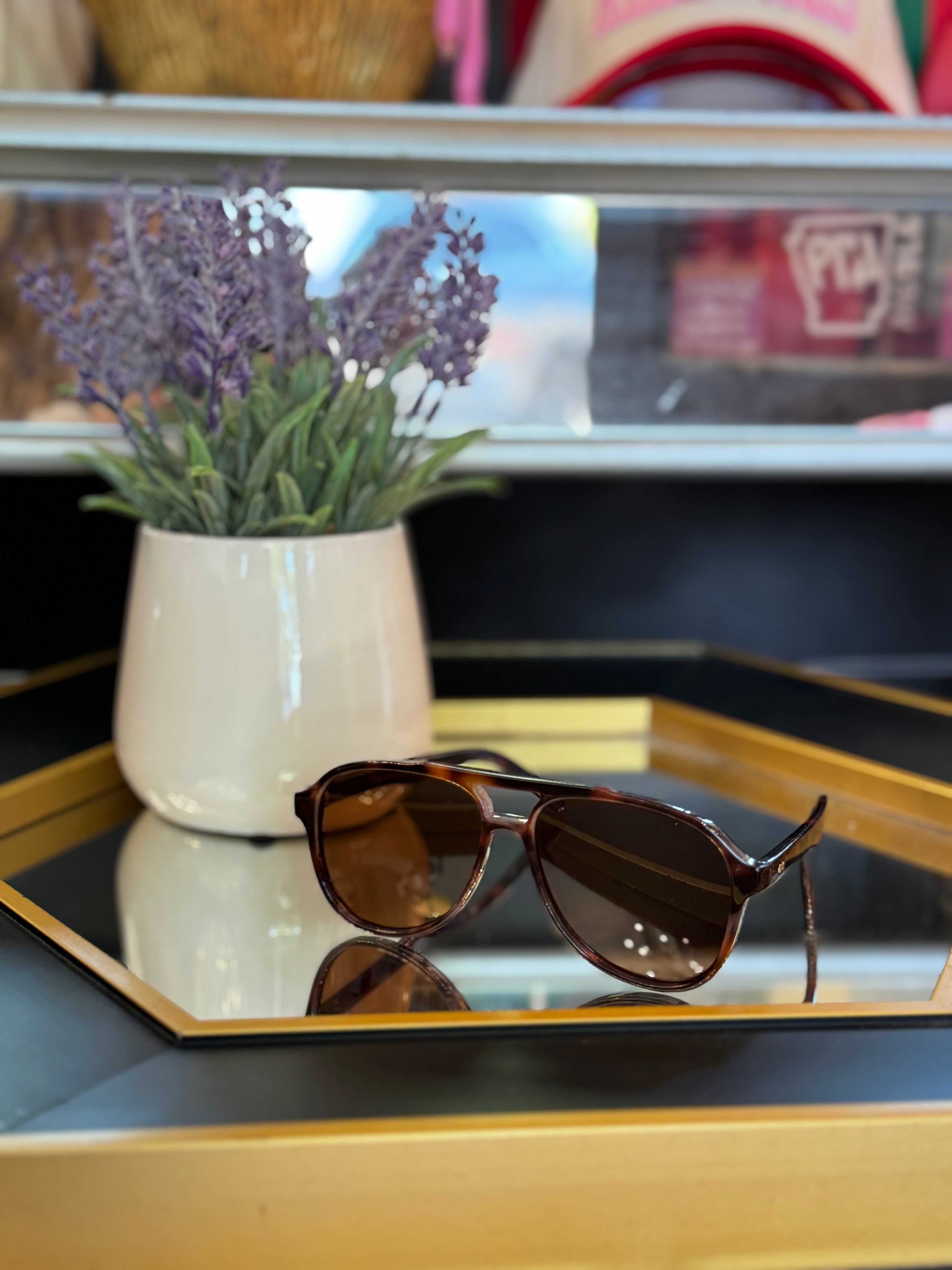 Double Bridge Detail Over-Sized Aviator Sunglasses