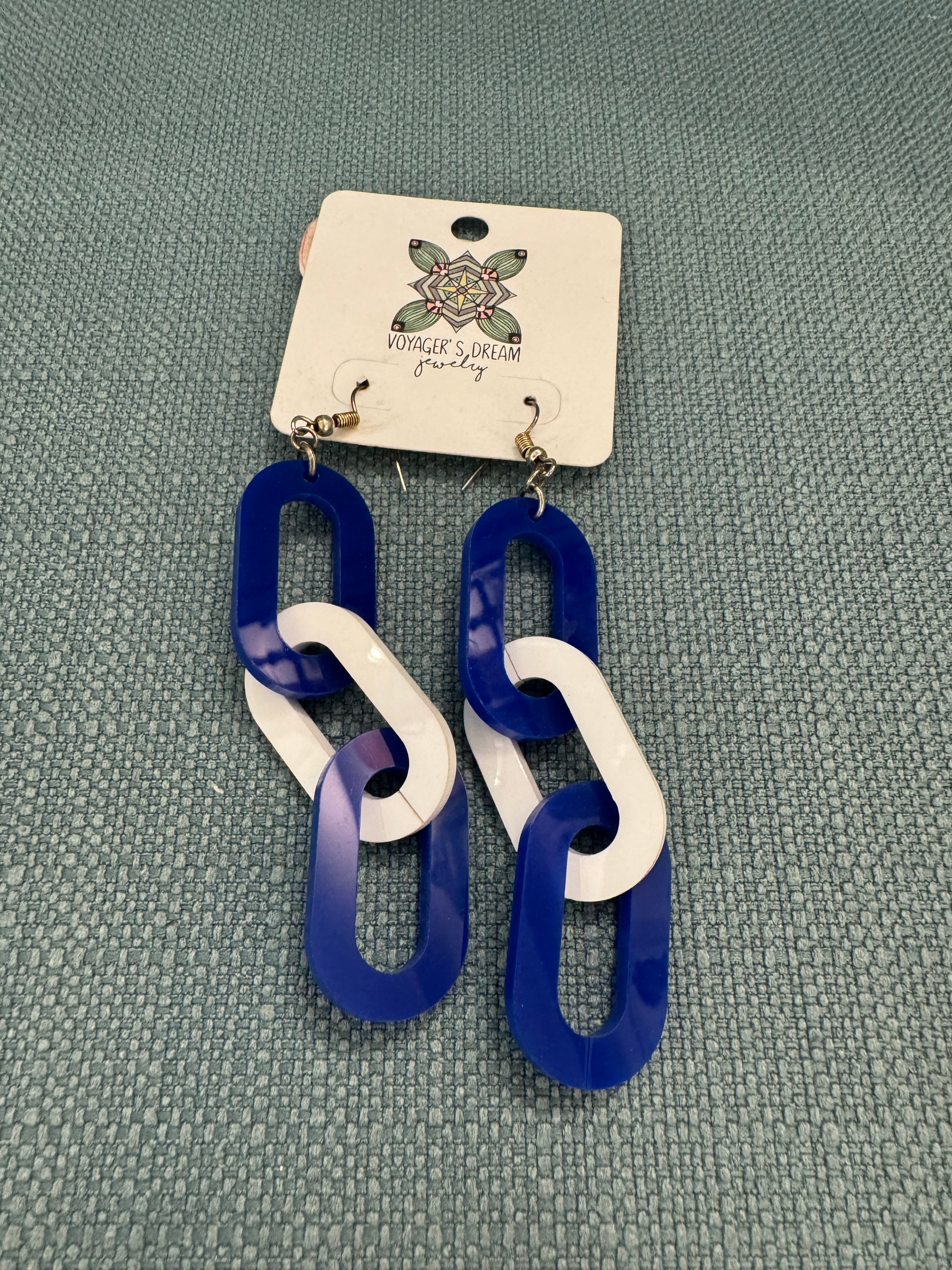 Blue & White Chain Earrings