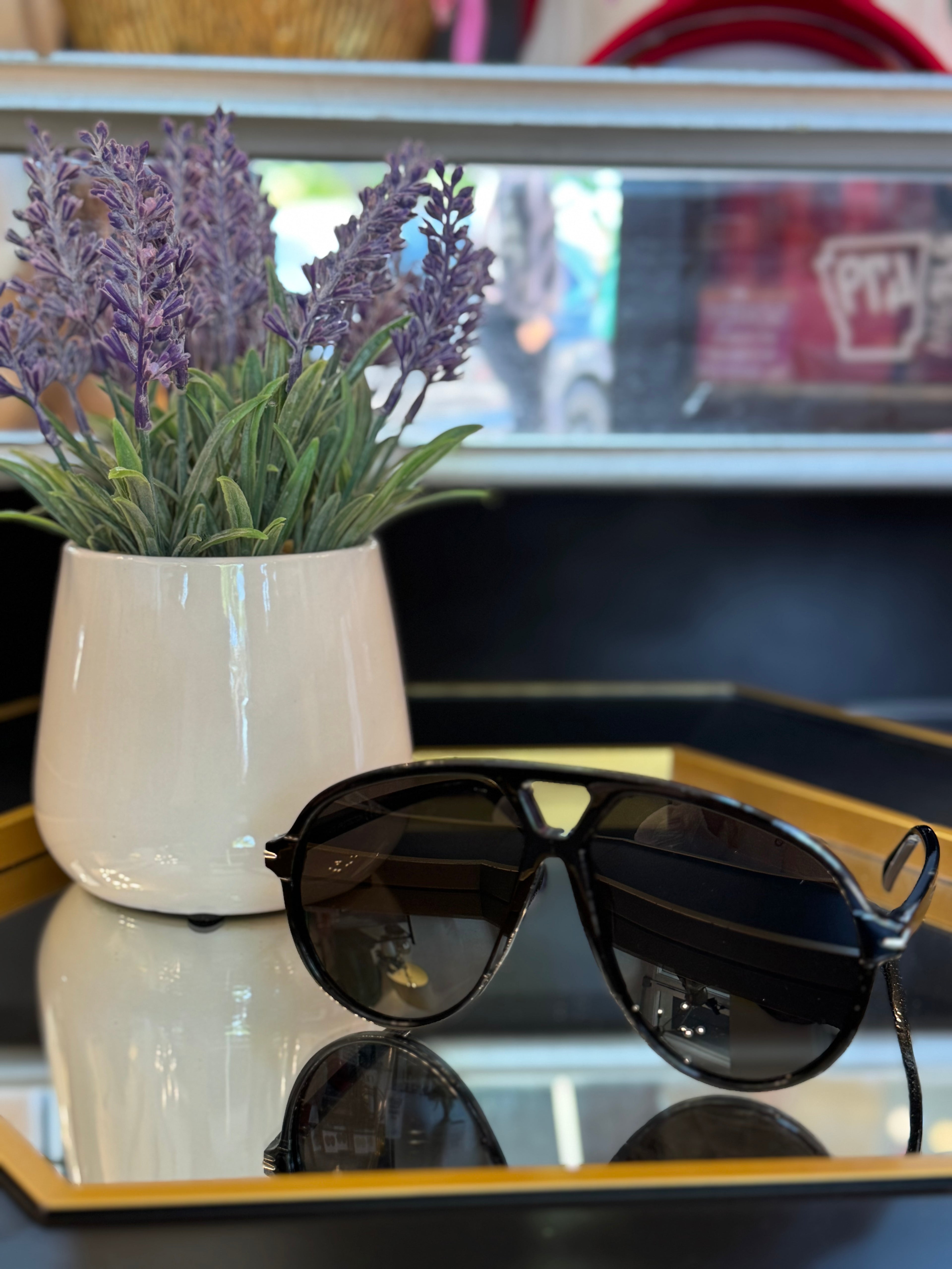 Over-Sized Aviator Shield Sunglasses