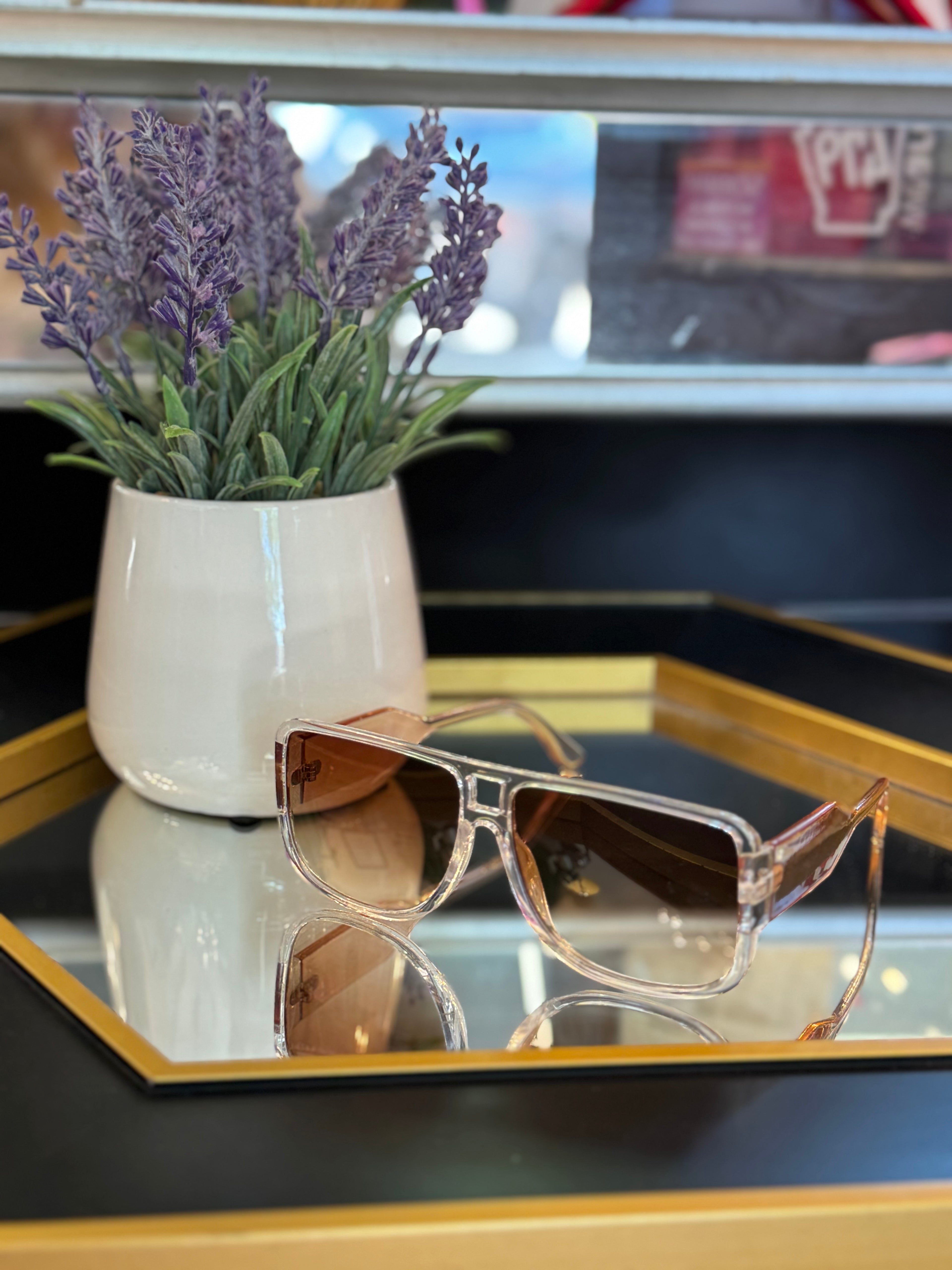 Over-Sized Flat Top Square Aviator Sunglasses