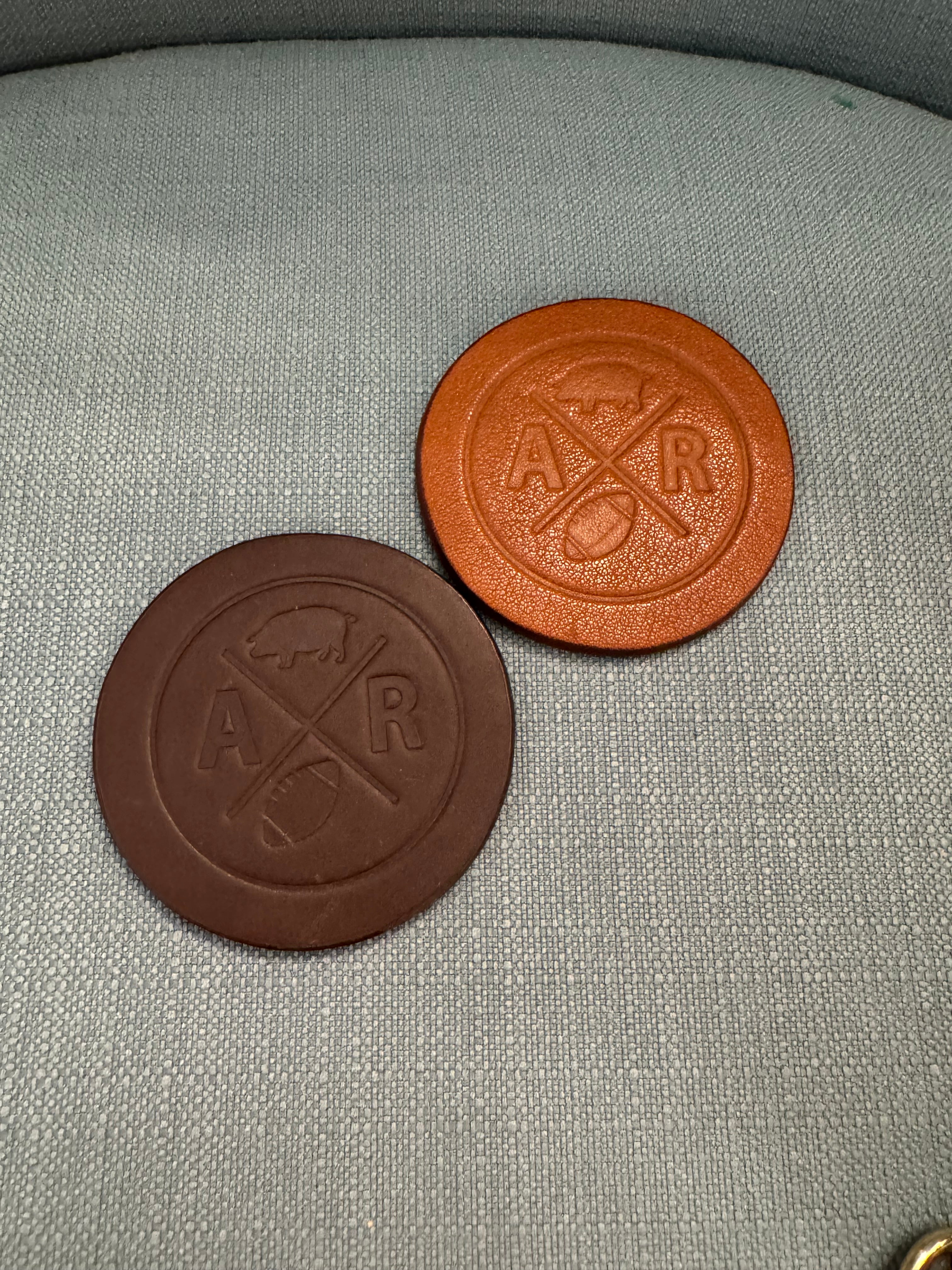 Leather Coaster - Arkansas Football