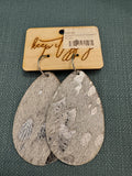 SILVER COWHIDE EARRING