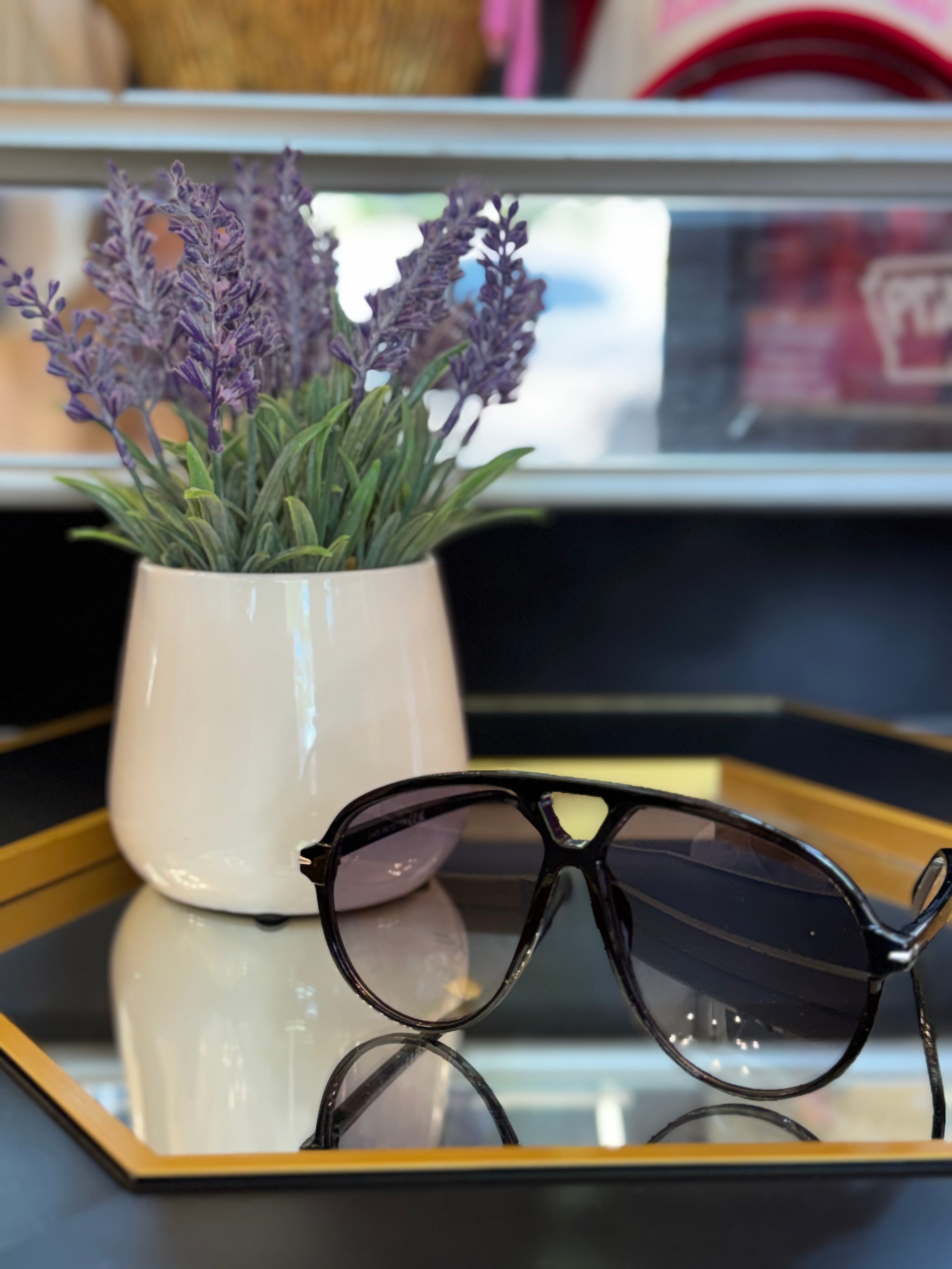 Over-Sized Aviator Shield Sunglasses