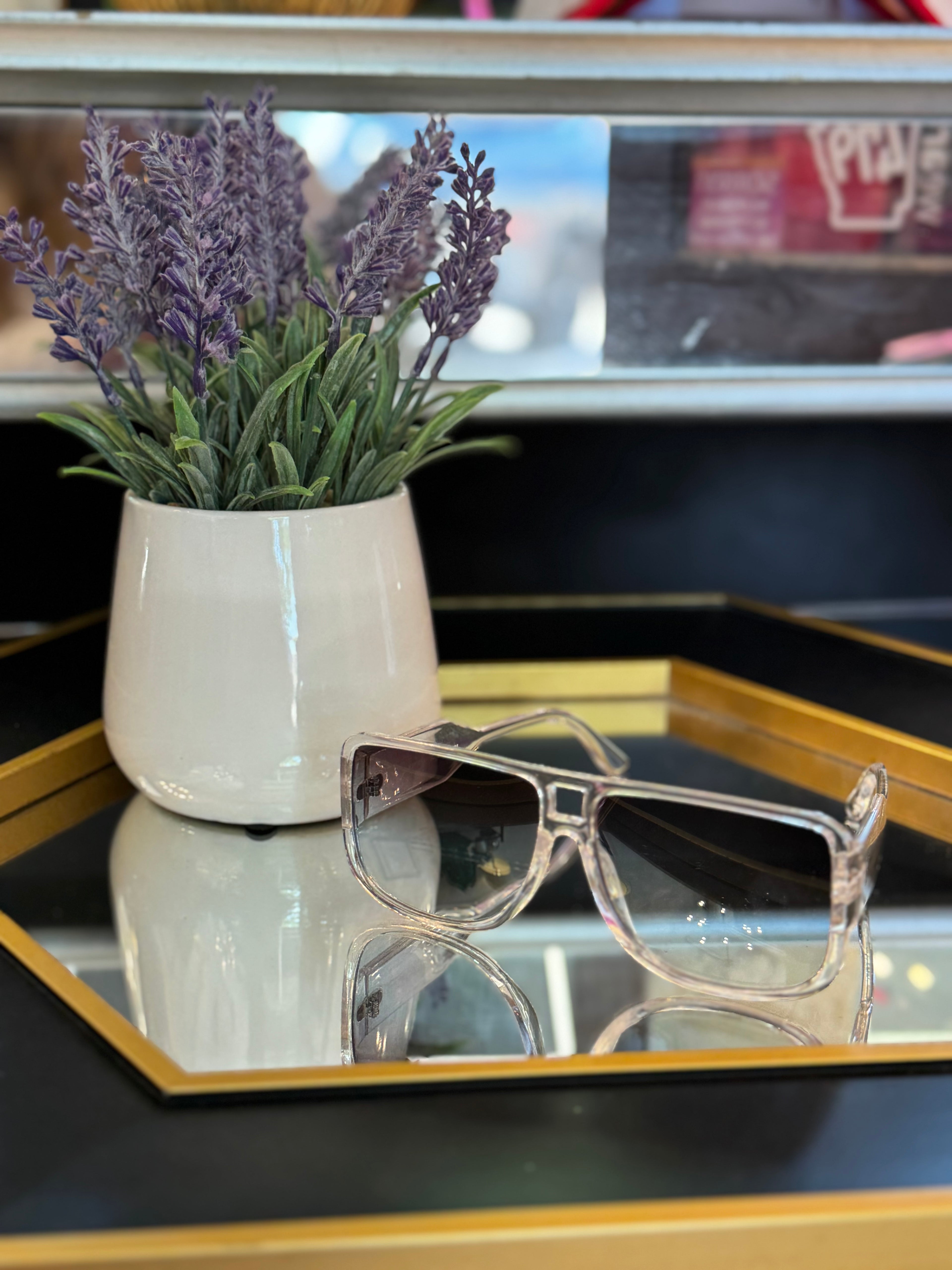 Over-Sized Flat Top Square Aviator Sunglasses