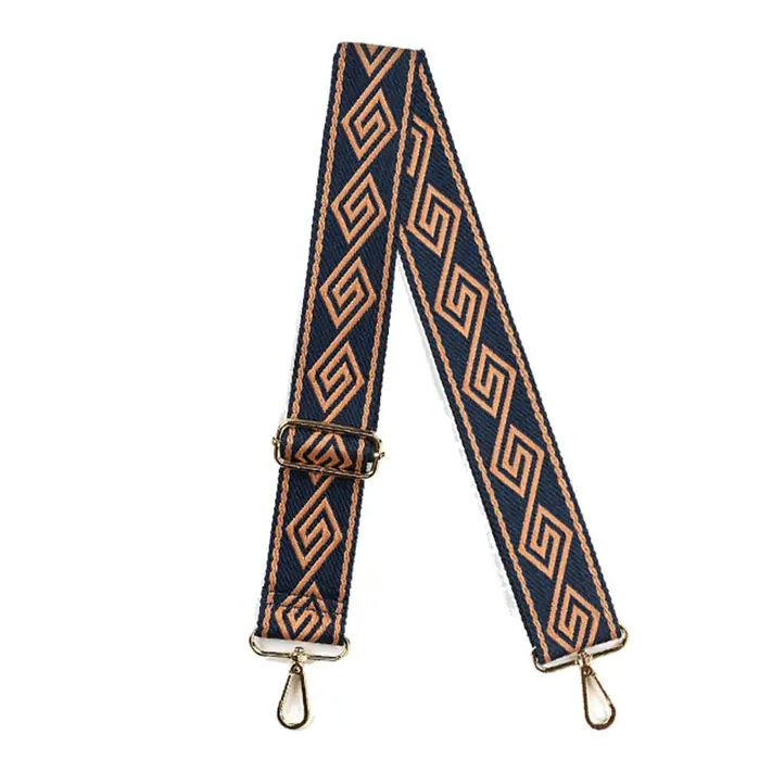 Navy/Camel Geometric Crossbody Strap