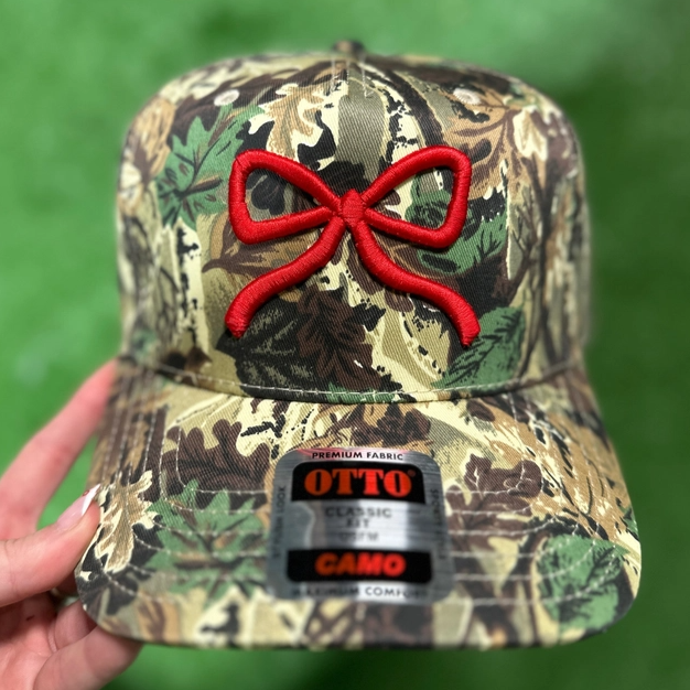 Camo Trucker Hat w/ Embroidered Red Bow