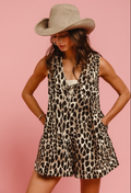 Leopard Pintuck Romper