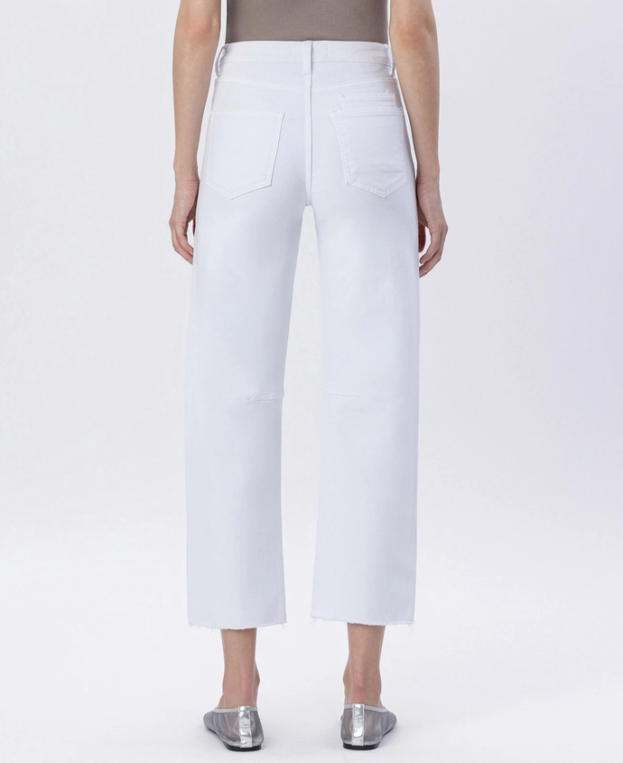 Super High Rise Raw Hem Barrel Jeans Optic White