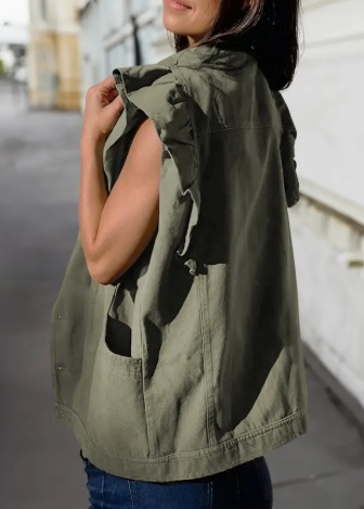 Army Green Ruffle Vest
