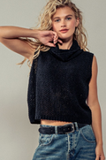 Sleeveless Black Cowl Neck sleeveless Sweater