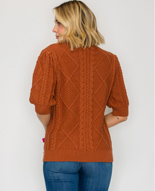 Orange Sweater with Pink Bows
