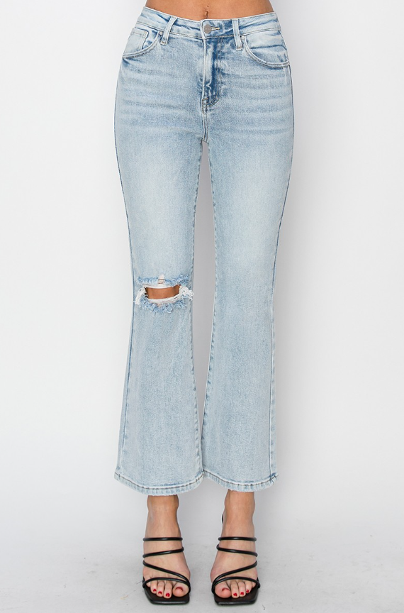 Light High Rise Crop Flare Jeans
