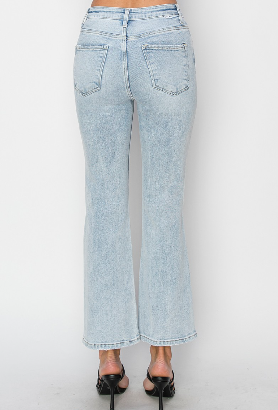 Light High Rise Crop Flare Jeans