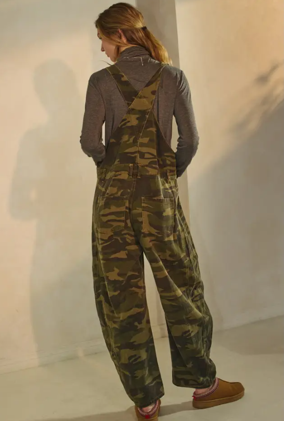 Camo Barrel Leg Overalls