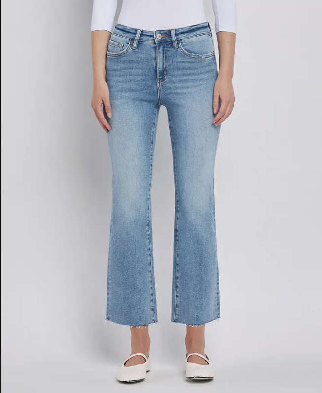 High Rise Kick Flare Light Wash Jean