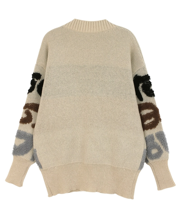 Tan Knit Letter Cardigan