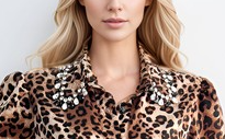 Leopard Blouse With Rhinestone Detail