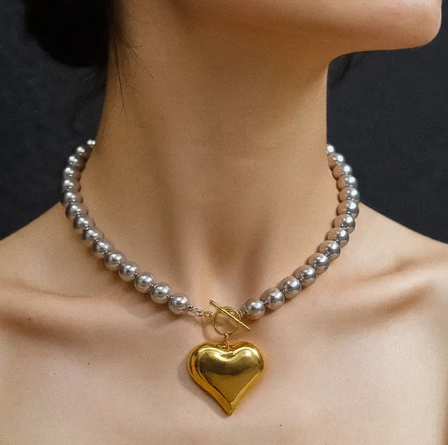 Two Tone Heart Necklace