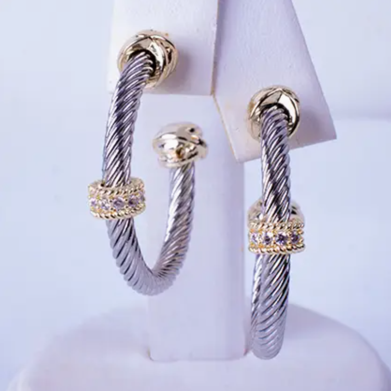 Cable Station Hoop Earrings