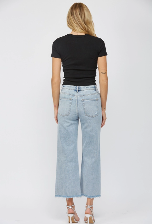 High Rise Ankle Wide Leg Electric Blue
