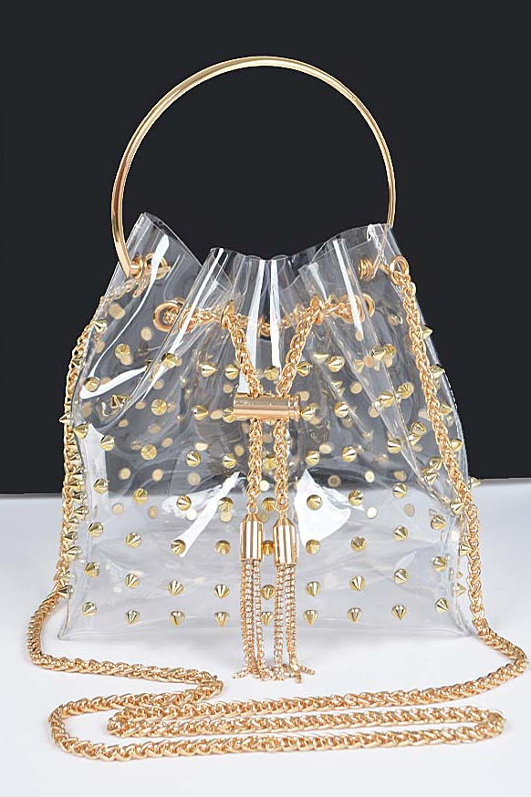 Studded Clear Top Handle Bag
