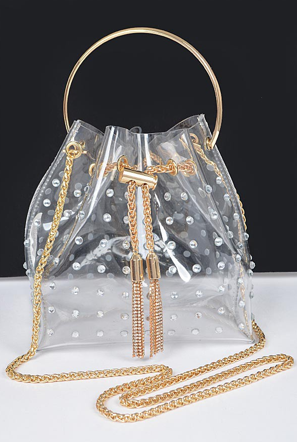 Rhinestone Studded Clear Stadium Bag
