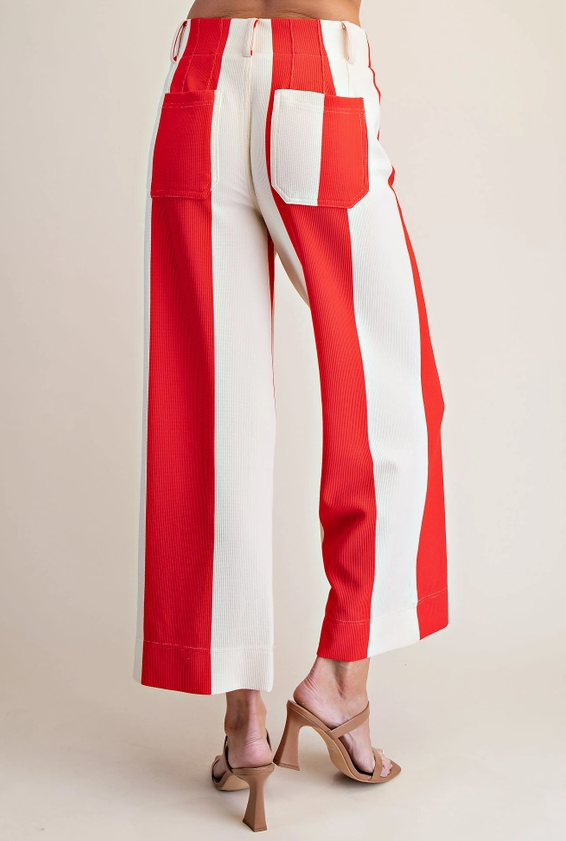 Red Collette Cropped Wide Leg Stretch Pants