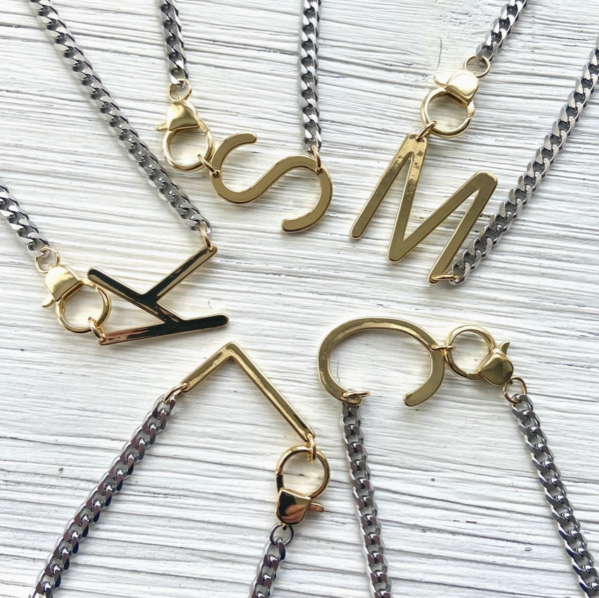 Mixed Metal Initial Necklace