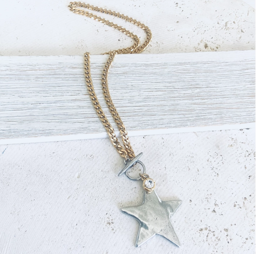 Star Mixed Metal Necklace