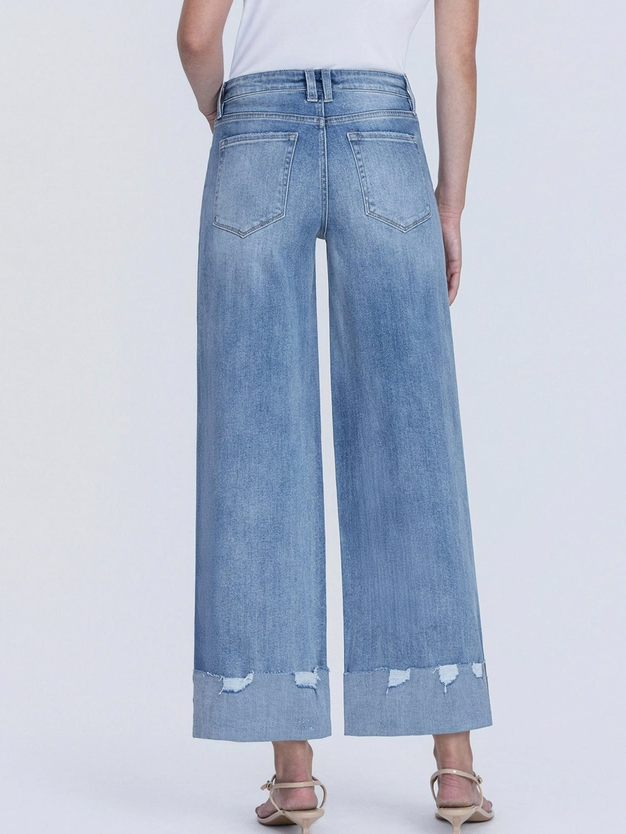 High Rise Cuffed Wide Jean