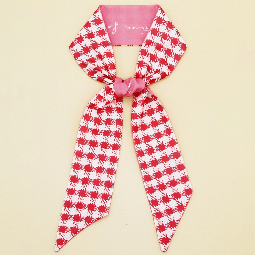 Pink and White Head Scarf