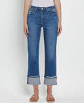 High Rise Cuffed Straight Jean