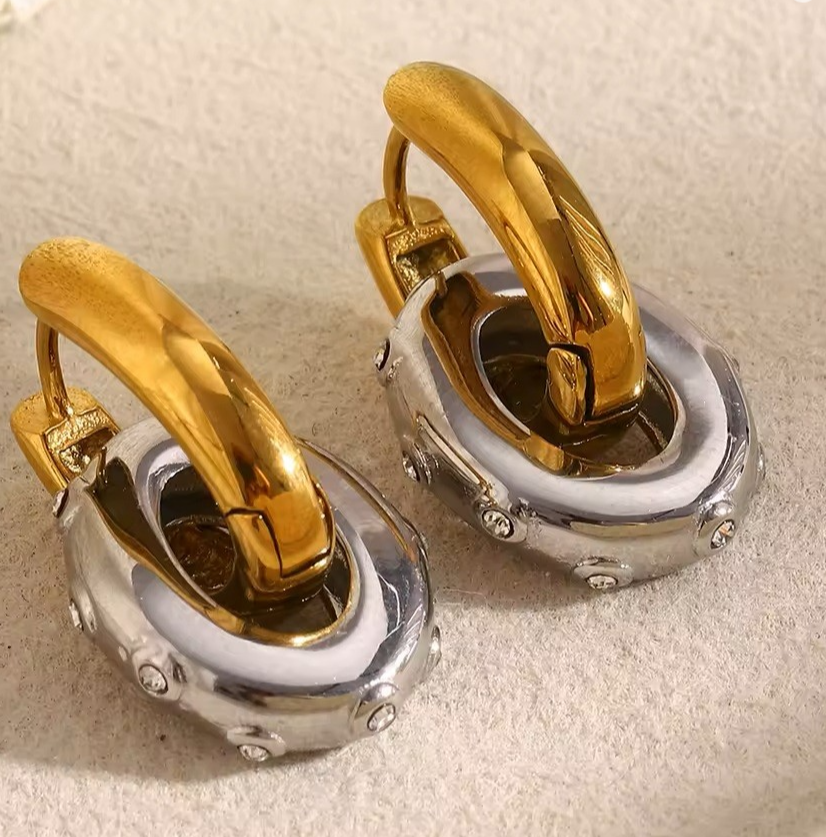 Mixed Metal Hoop Earring