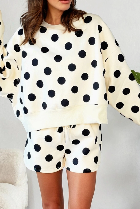 Polka Dot Pullover Short Set