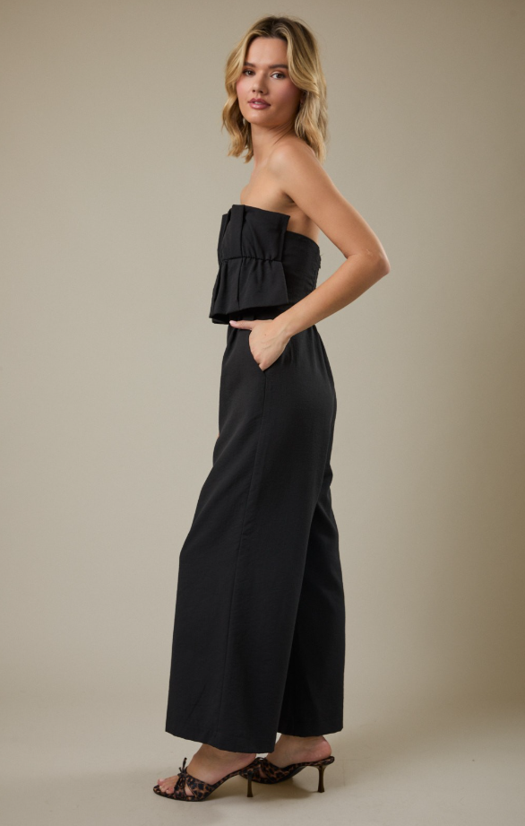 Black Ruffle Bodice Jumpsuit
