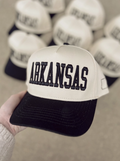 Black & Cream Embroidered Arkansas Trucker Hat