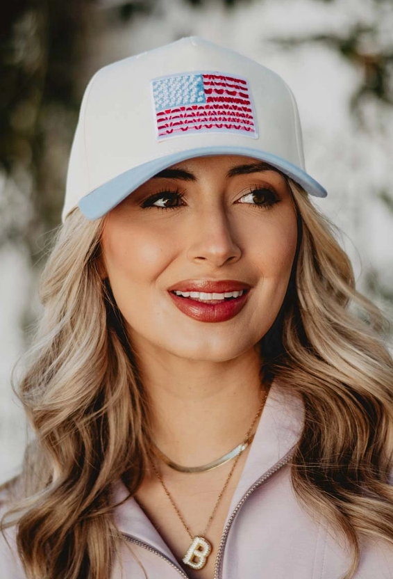 American Flag Two Toned Fitted Hat