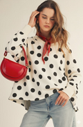 Polka Dot V Neck Loose Fit Top