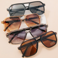 Acetate Square Sunglasses with Tortoise Sides