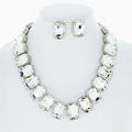 Crystal Octagon Cut Collar Necklace Set