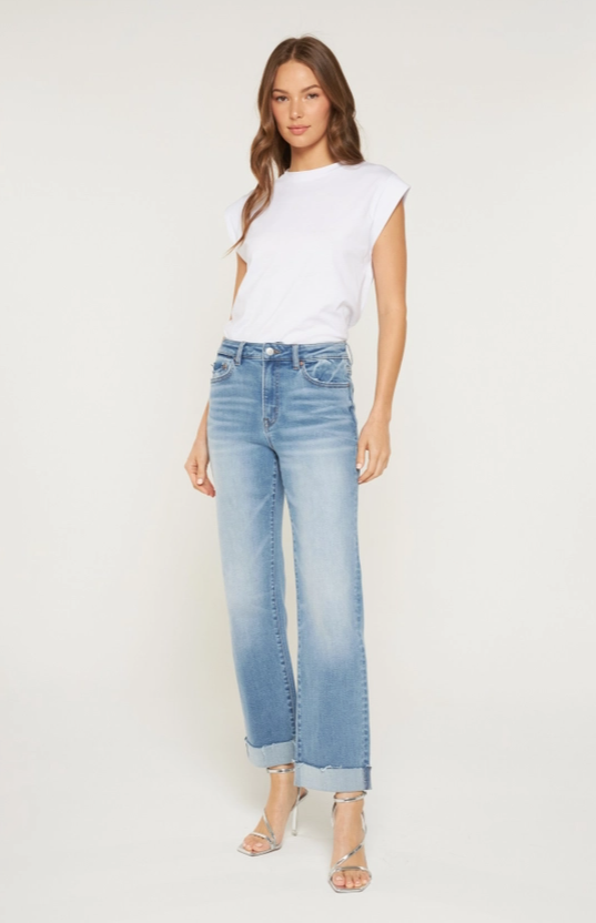 High Rise Straight Leg with Cuffed Hem
