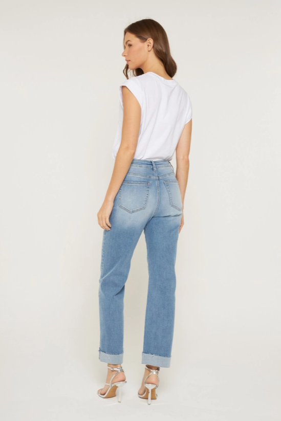 High Rise Straight Leg with Cuffed Hem