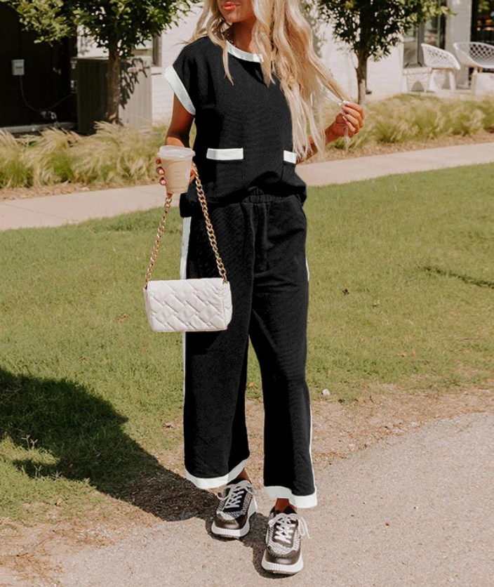 Black & White Color Block Two Piece Set