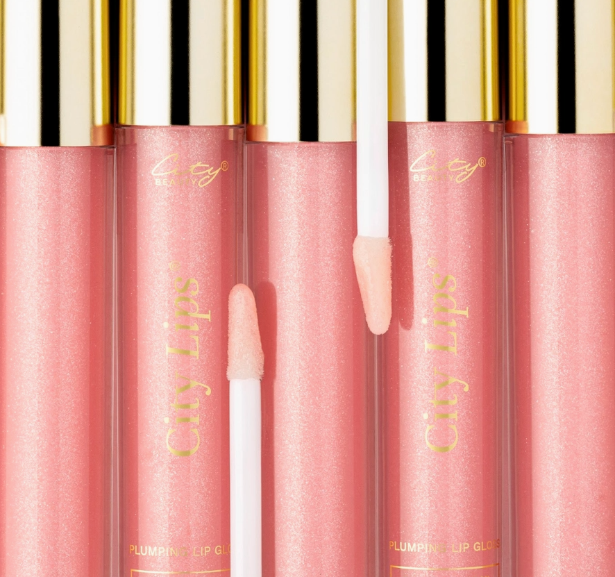 City Lips Plumping Lip Gloss in Tinsel Town - A Cool Pink