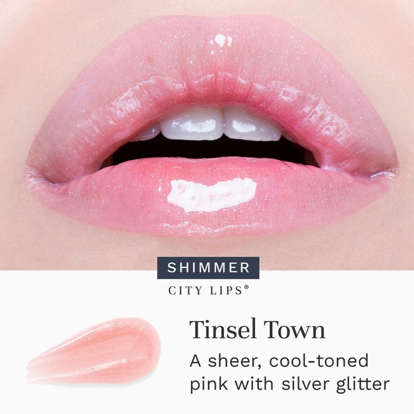 City Lips Plumping Lip Gloss in Tinsel Town - A Cool Pink