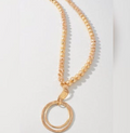 Gold Glass Metal Ball Long Chain Necklace