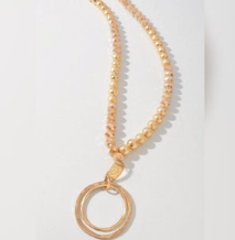 Gold Glass Metal Ball Long Chain Necklace