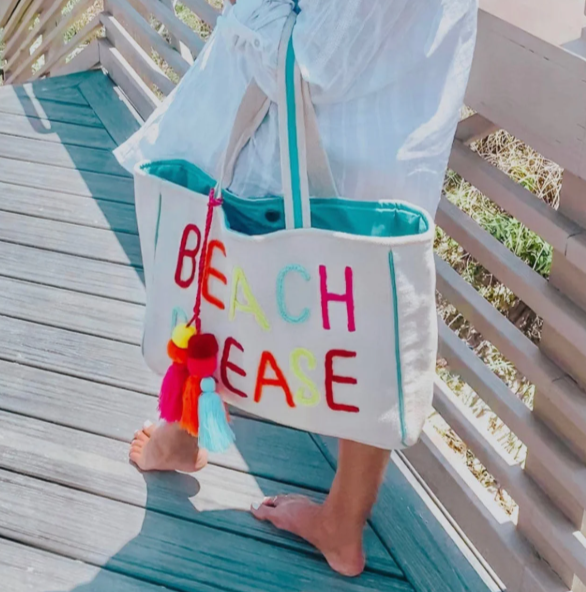 Beach Please Canvas Tote