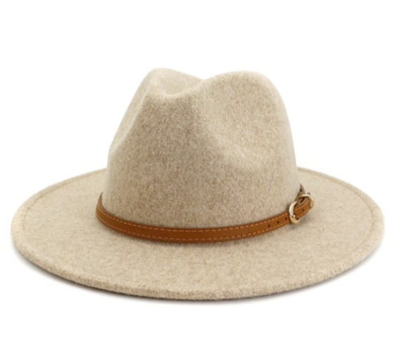 Beige Jazz Brim Hat