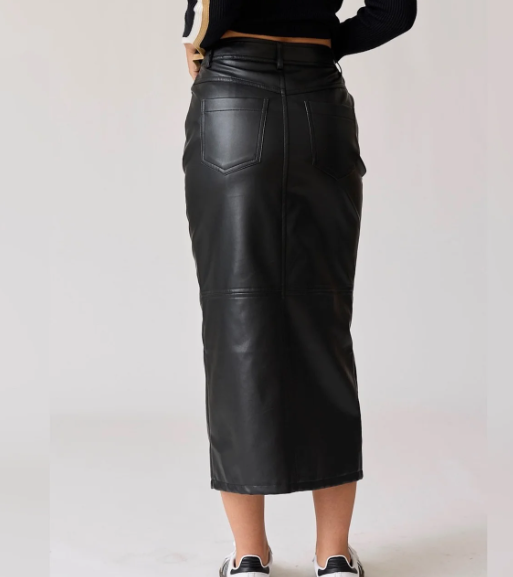 Black Faux Leather Maxi Skirt